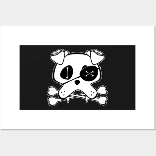 kawaii Pirate Pug Dog, Skull and Crossbones, Funny Halloween Posters and Art